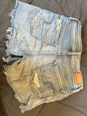 American Eagle Outfitters Light Blue Distressed Denim Jean Shorts